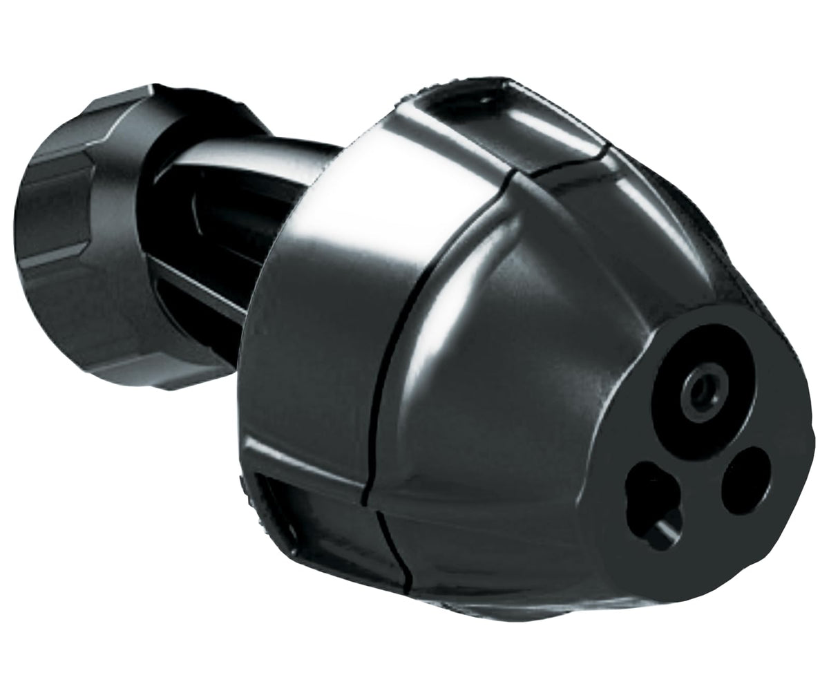 CRAFTSMAN 3-in-1 nozzle showing stream, cone, and fan spray patterns for versatility