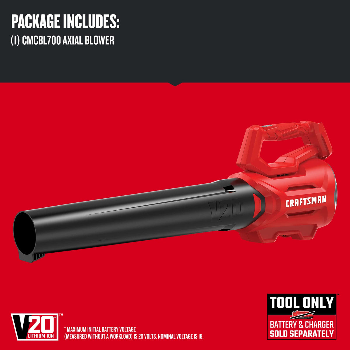 Craftsman CMCBL700B provides 90 MPH air speed for efficient clearing.