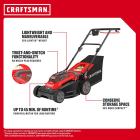 CRAFTSMAN single-lever height adjustment for 1–3 inch cuts