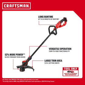 Craftsman V20 power boost helps cut through dense growth