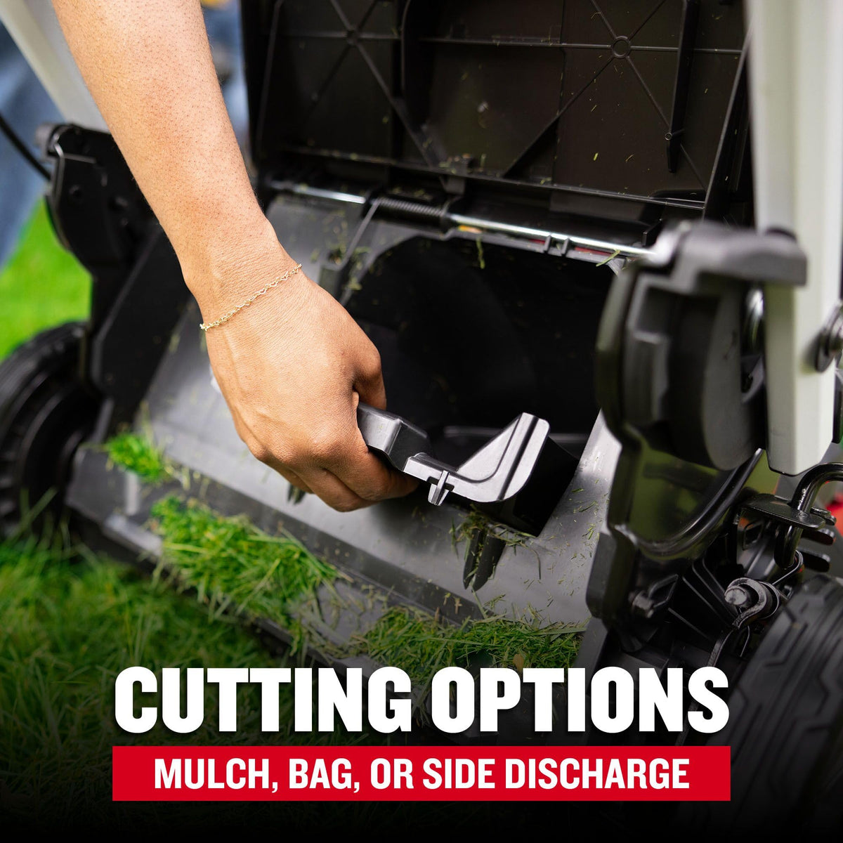 CRAFTSMAN V20 RP 21in mower folded for vertical storage saving space