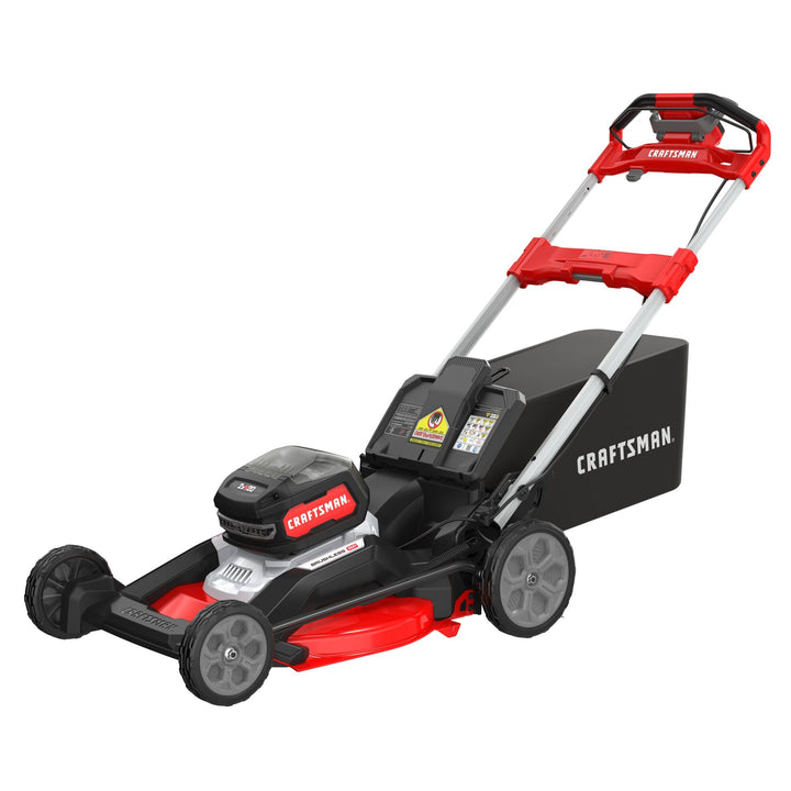 CRAFTSMAN V20 RP 21in mower front view showing compact design for easy transport