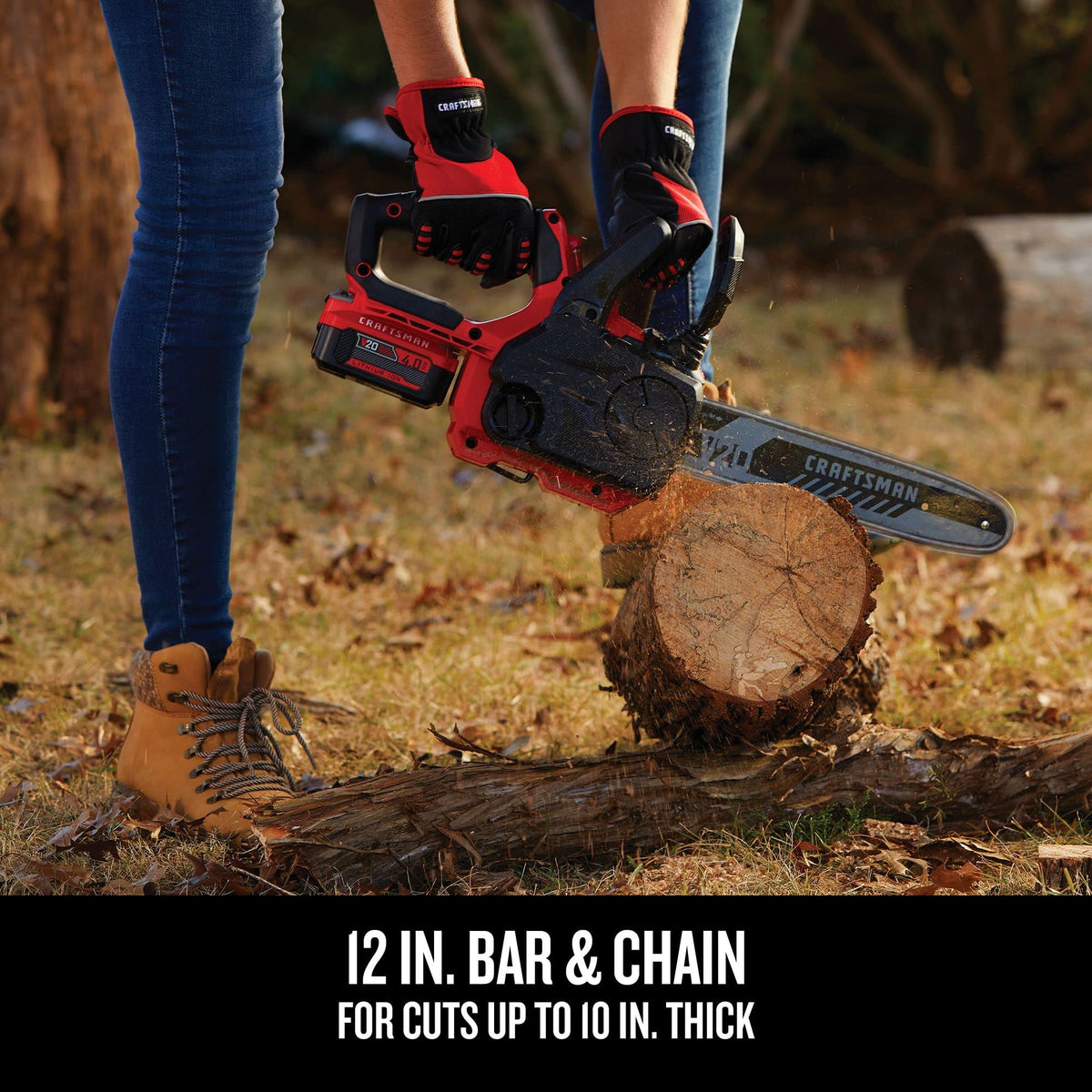 Bubble level on CRAFTSMAN V20 mini chainsaw for level cuts.