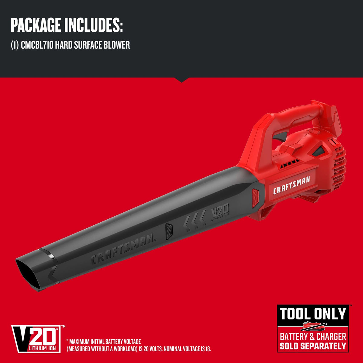 CRAFTSMAN V20 cordless blower lightweight design for easy handling