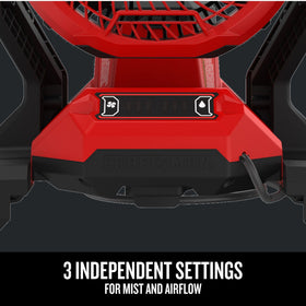 CRAFTSMAN V20 misting fan with garden hose adapter enables continuous water mist
