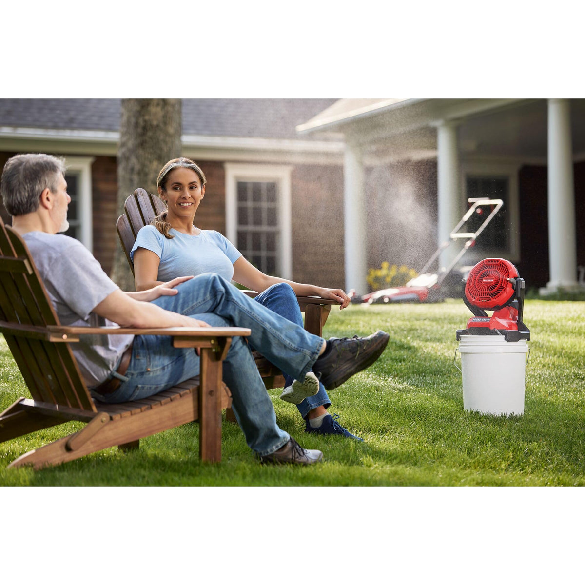 CRAFTSMAN V20 misting fan features a portable, lightweight design for easy transport