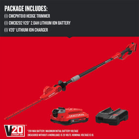 CRAFTSMAN V20 dual-action 18-inch blades cut branches cleanly for efficient trimming