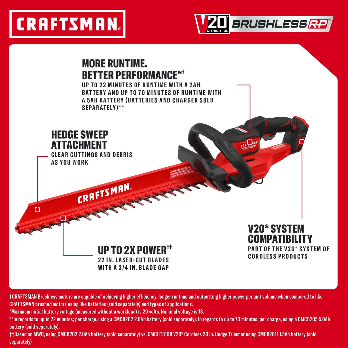 Versatrack-compatible hook on the Craftsman V20 hedge trimmer for organized storage.