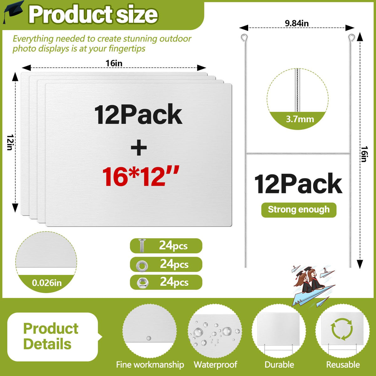 CraftyDream iron stake 12in supports stable outdoor yard displays.
