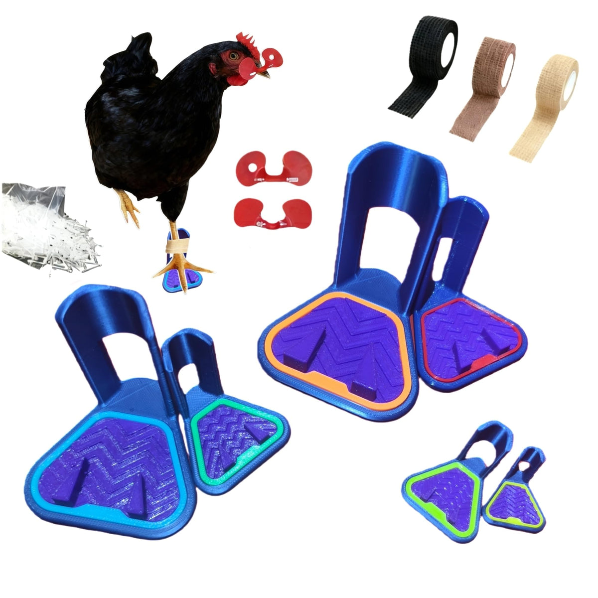 Craglen chicken splint six-piece set for versatile sizing and care.
