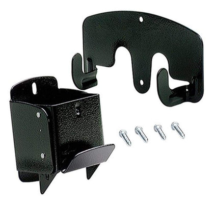 Crawford Lehigh WBH-6 wheelbarrow holder mounted on wall saves space and secures your wheelbarrow.