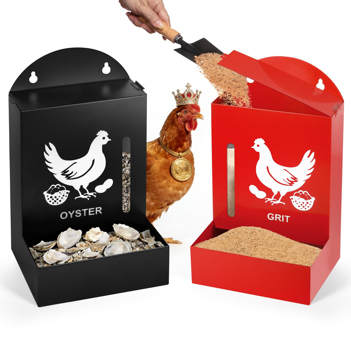 Crazydeer chicken feeder viewing slot shows feed level for easy topping.