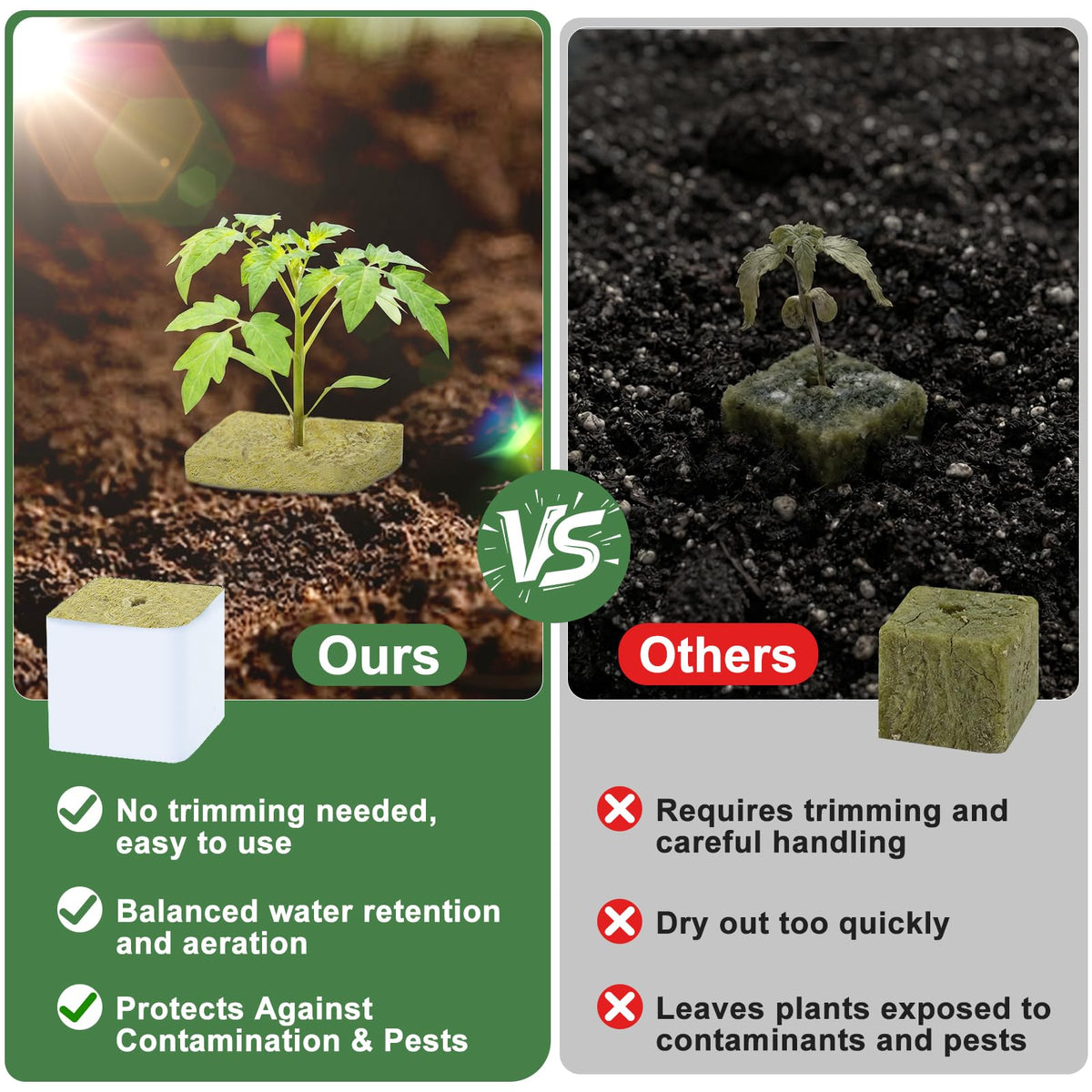 CrazyTerra 1.5-inch rockwool cubes support hydroponics setups
