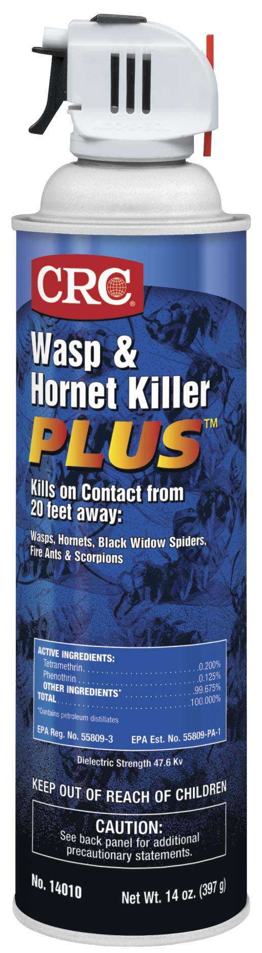 CRC 14010 Wasp & Hornet Killer Plus bottle spray enables quick outdoor pest control