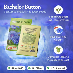 Created By Nature bachelor button tall blue seeds promote easy, reliable germination for color.