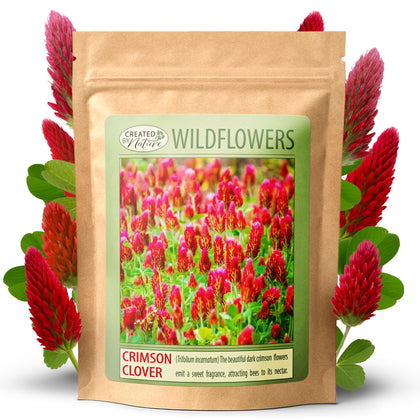 Created By Nature Crimson Clover Seeds packet ready for spring planting