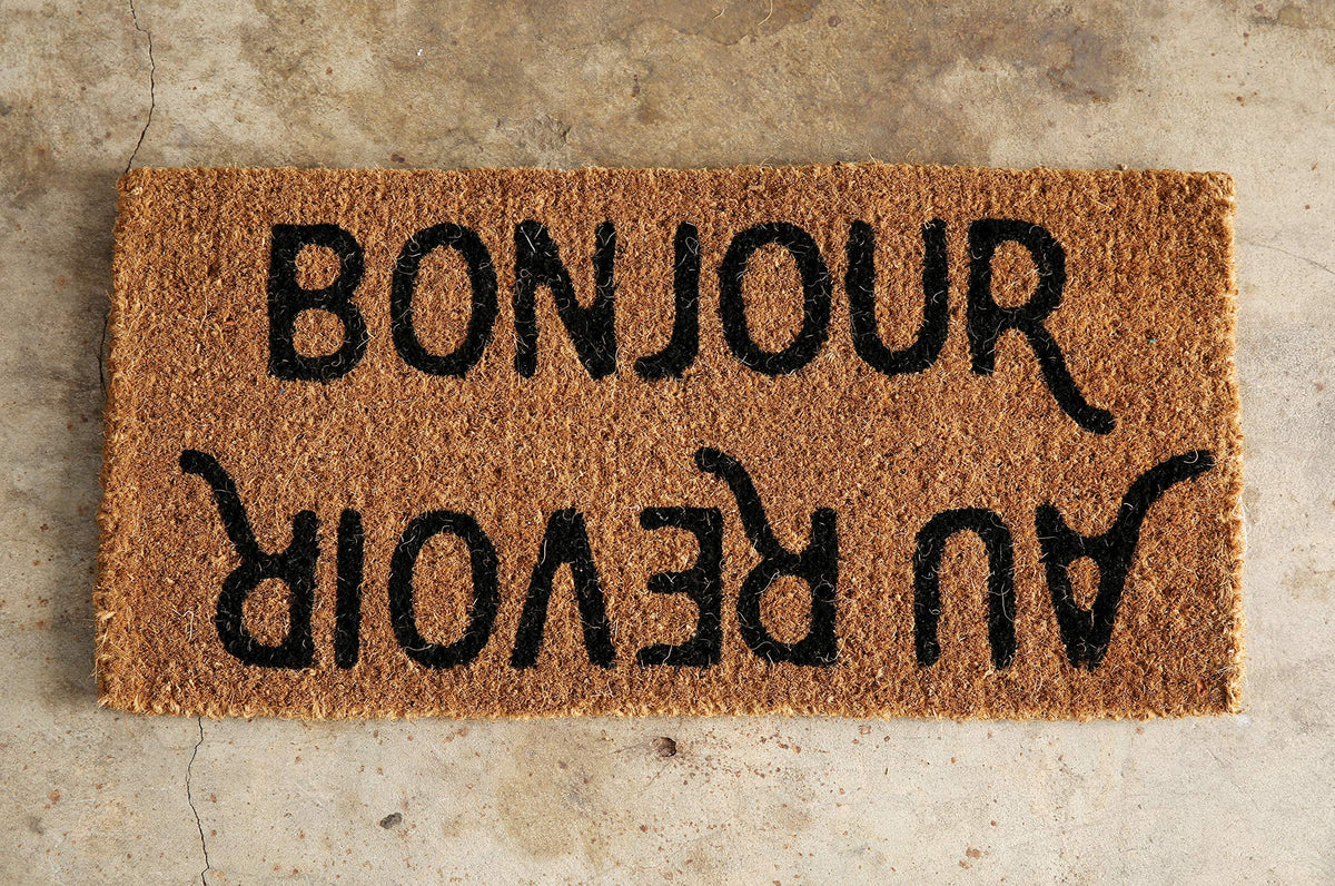Creative Co-Op doormat vinyl backing for stability and durability