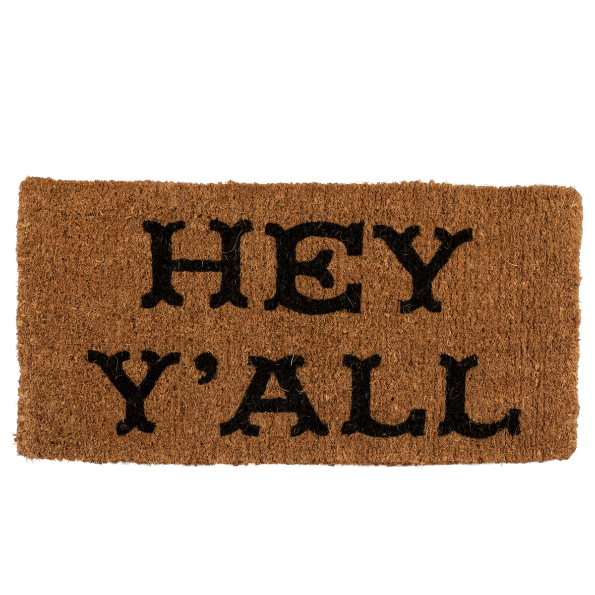 Creative Co-Op Hey Y'all Doormat natural coconut husk texture welcomes guests