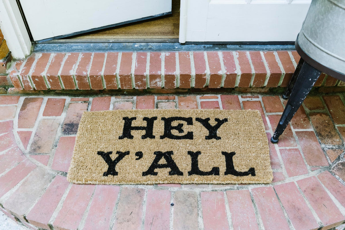 Creative Co-Op Hey Y'all Doormat generous entry space with rug-like presence