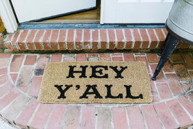 Creative Co-Op Hey Y'all Doormat generous entry space with rug-like presence