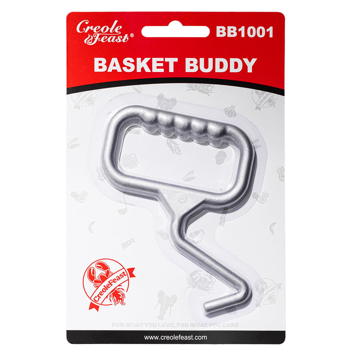 Creole Feast Basket Buddy on a seafood pot for easy draining and safe handling.