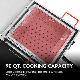 Creole Feast CFB1001A tilting perforated basket for easy draining after boil
