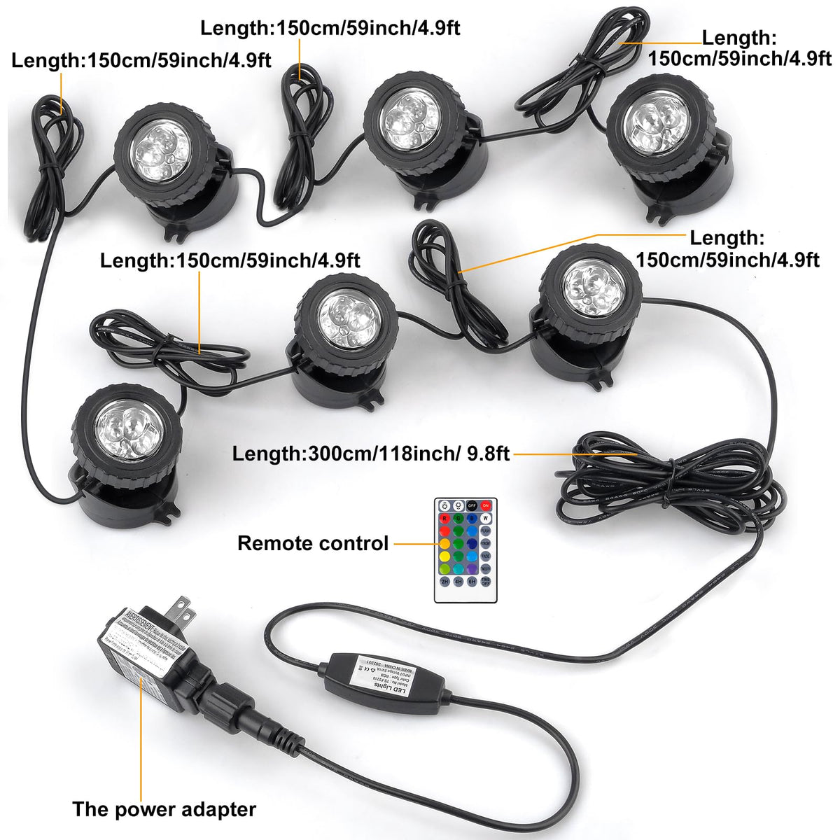 CREPOW 5.5m cable provides flexible routing for easy installation around ponds and pools.