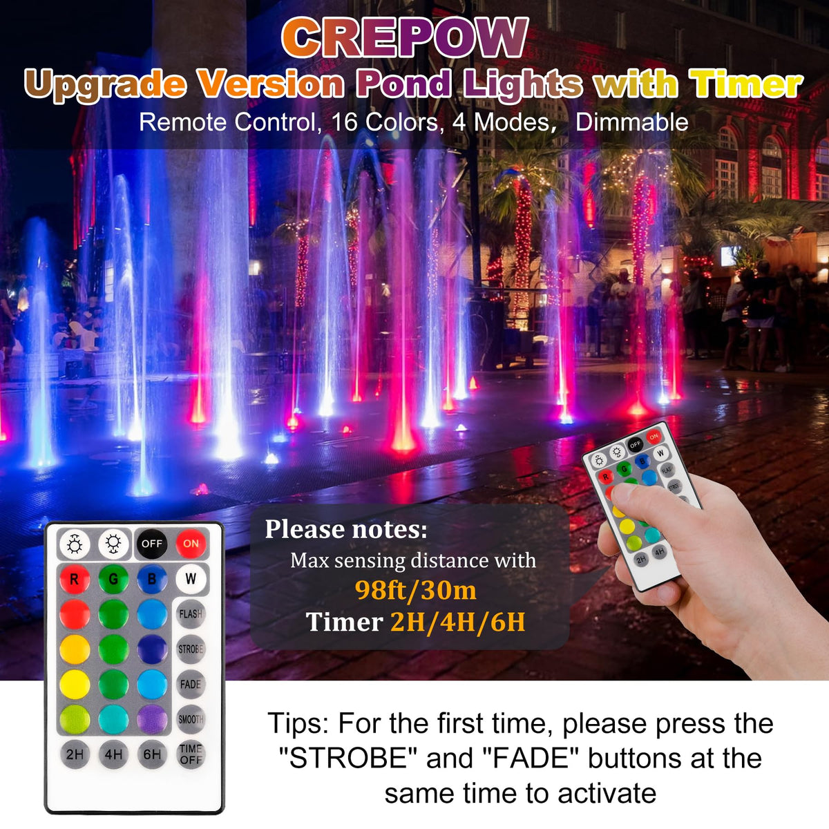 CREPOW IP68 submersible light for full-water immersion and durable use