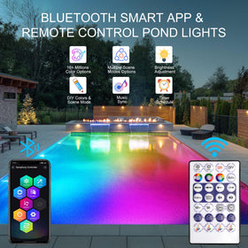 CREPOW LED submersible fountain light brightening a water feature