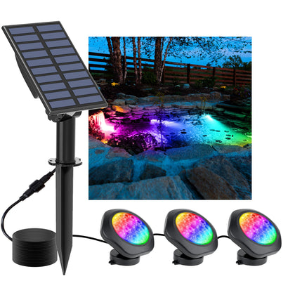 CREPOW 18-LED underwater pond light brightening a water feature