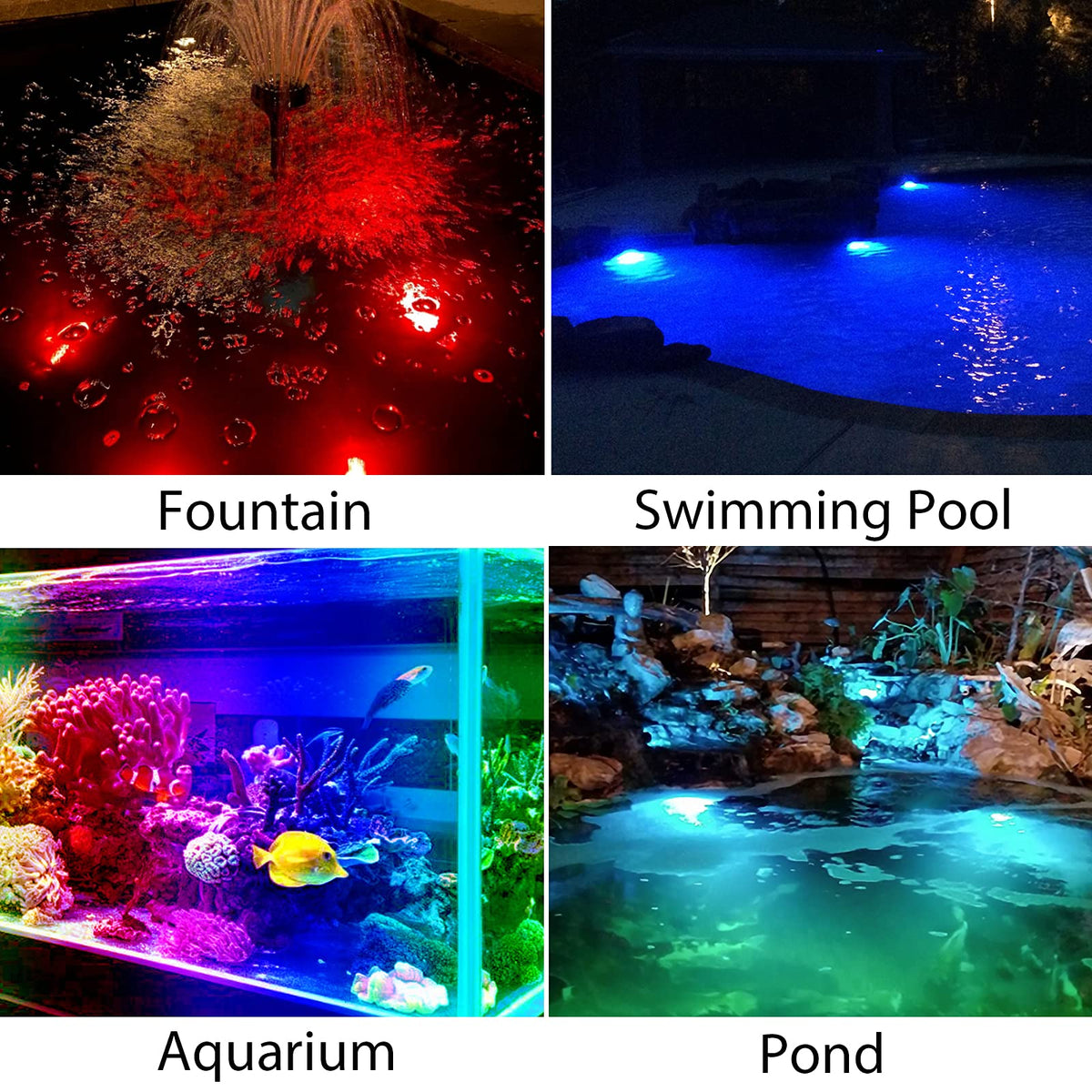 CREPOW pond lights enhancing garden fountain and pool area