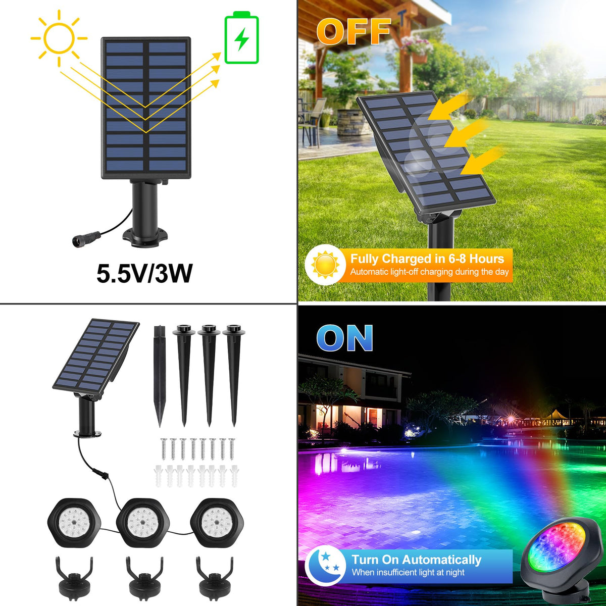 CREPOW IP68 waterproof pond light in a damp pond edge