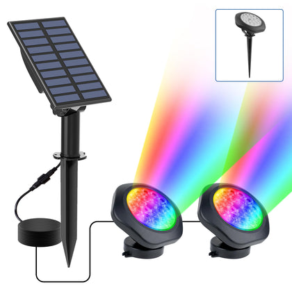 CREPOW solar pond light with 18 LEDs for underwater bright illumination.