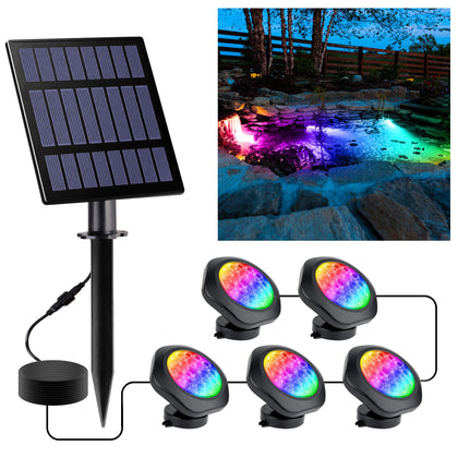 CREPOW solar pond light with 18 LEDs for vivid underwater illumination.