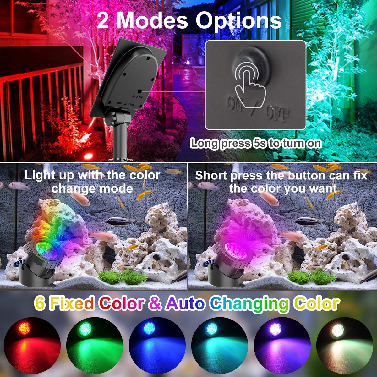 CREPOW color-changing LED showcases dynamic hues for ponds and fountains