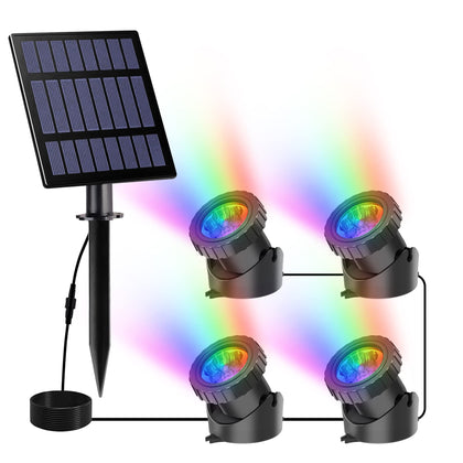 CREPOW solar pond lights underwater spotlight brightening the pond and aquatic edges