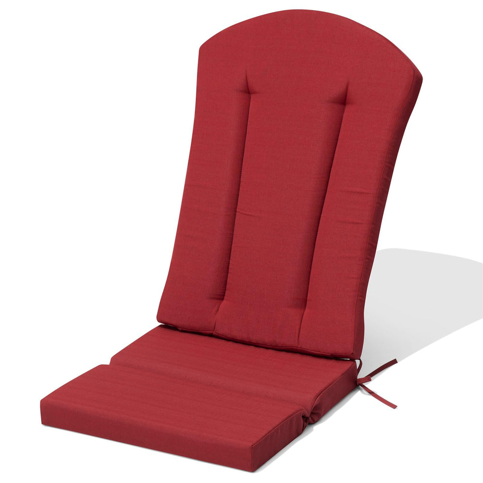 Crestlive 50x20 inch Adirondack cushions in chili on an outdoor chair.
