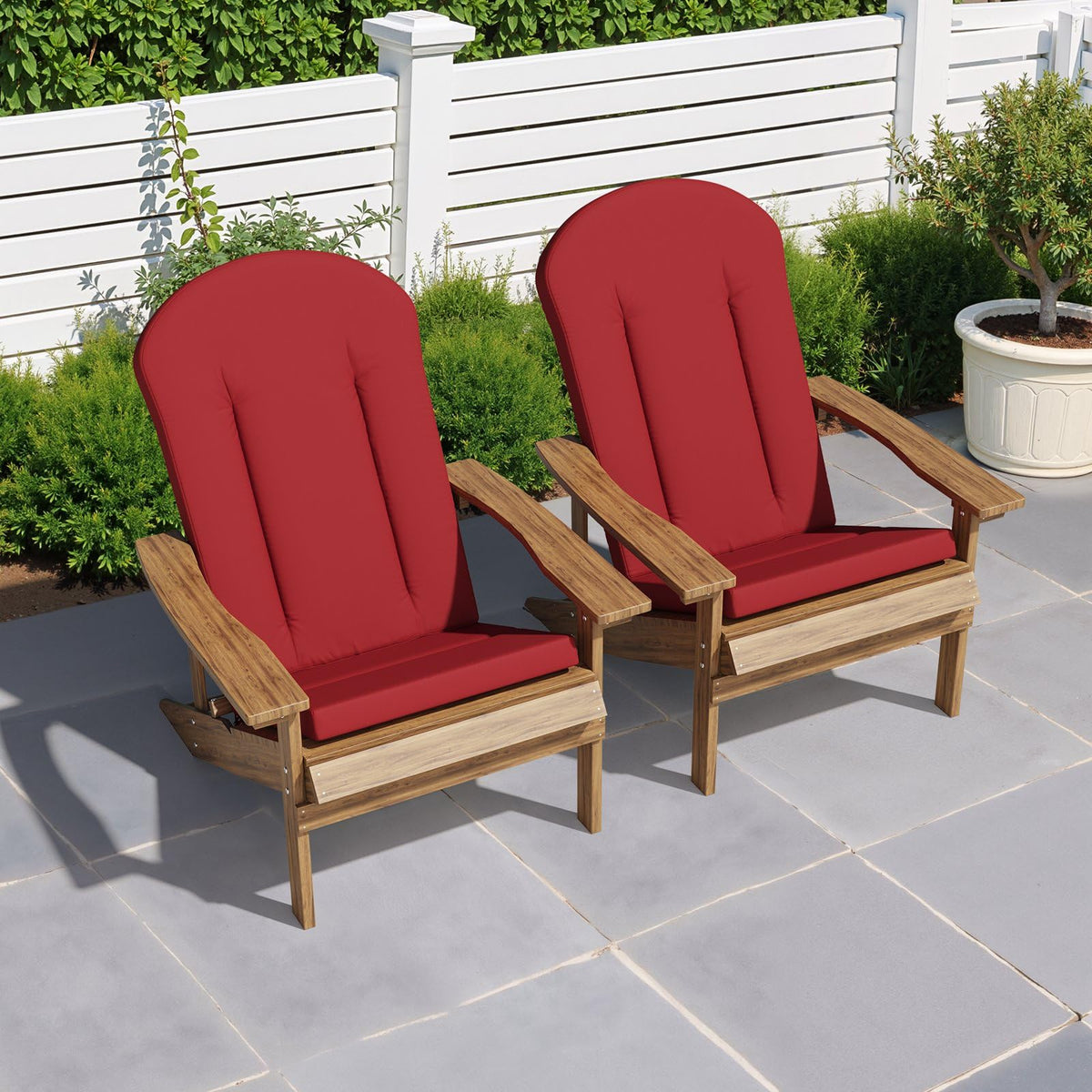 Crestlive cushions with tie-back straps securing to the chair.
