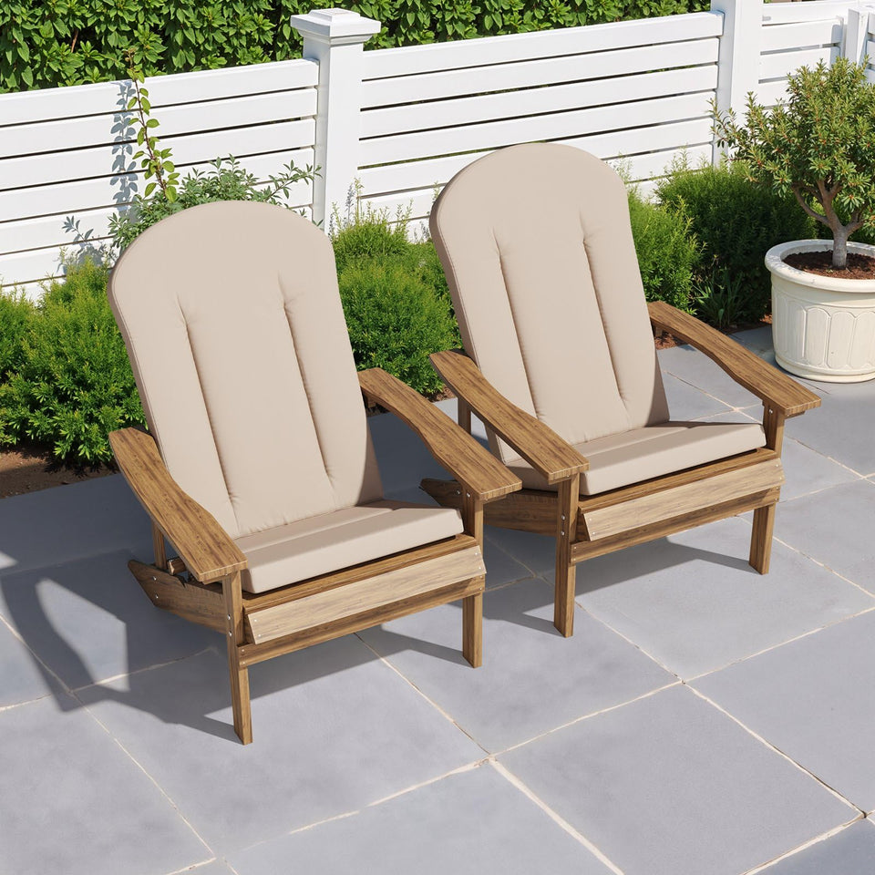 Crestlive Adirondack cushions beige back view with ergonomic high-back support