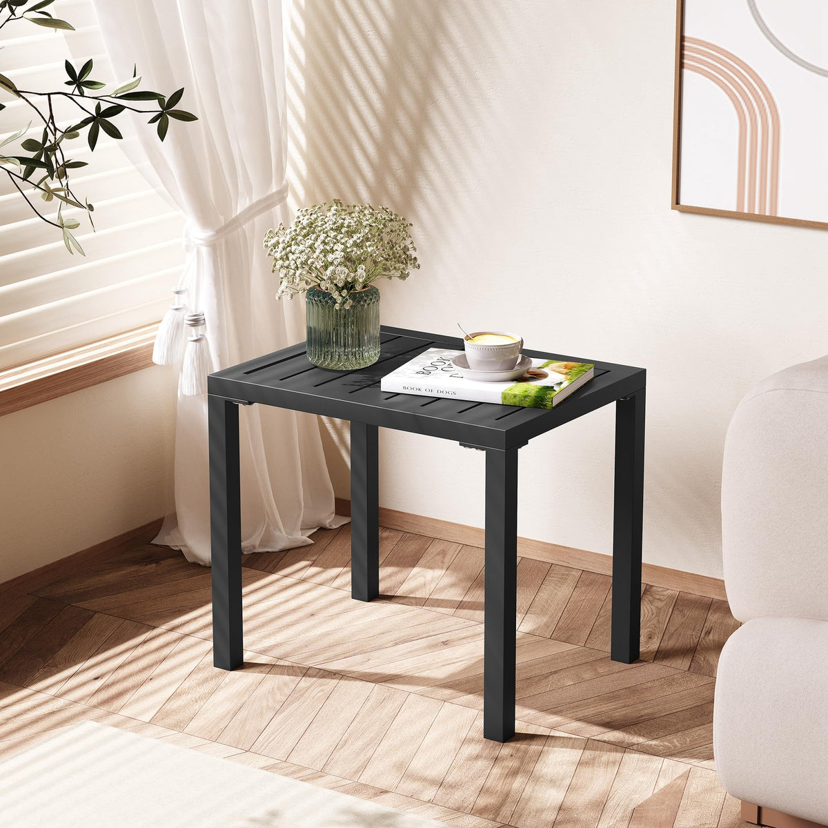 Crestlive end table measures 18x13.7 inches for tight spaces.