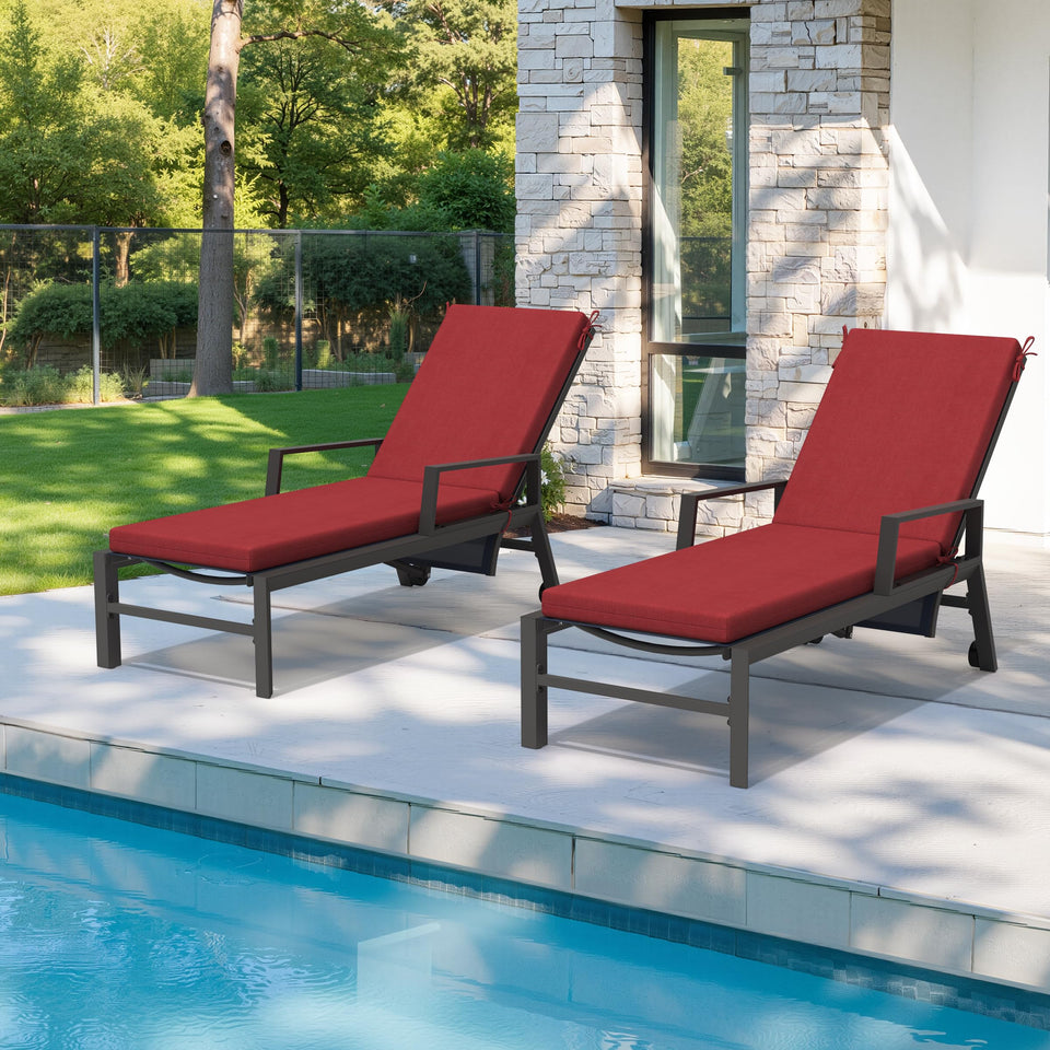 Crestlive outdoor chaise cushion on a chili lounge with fade-resistant fabric