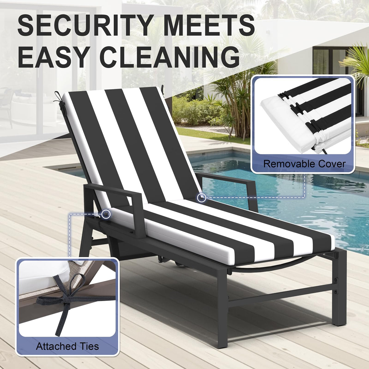 Crestlive cushions fit most 70-72 inch chaise lounges for a snug look.