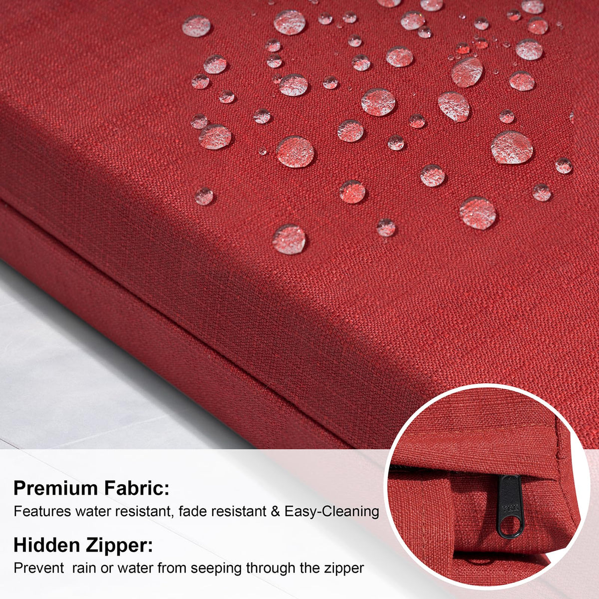 Crestlive cushion on chaise with built-in ties for secure fit