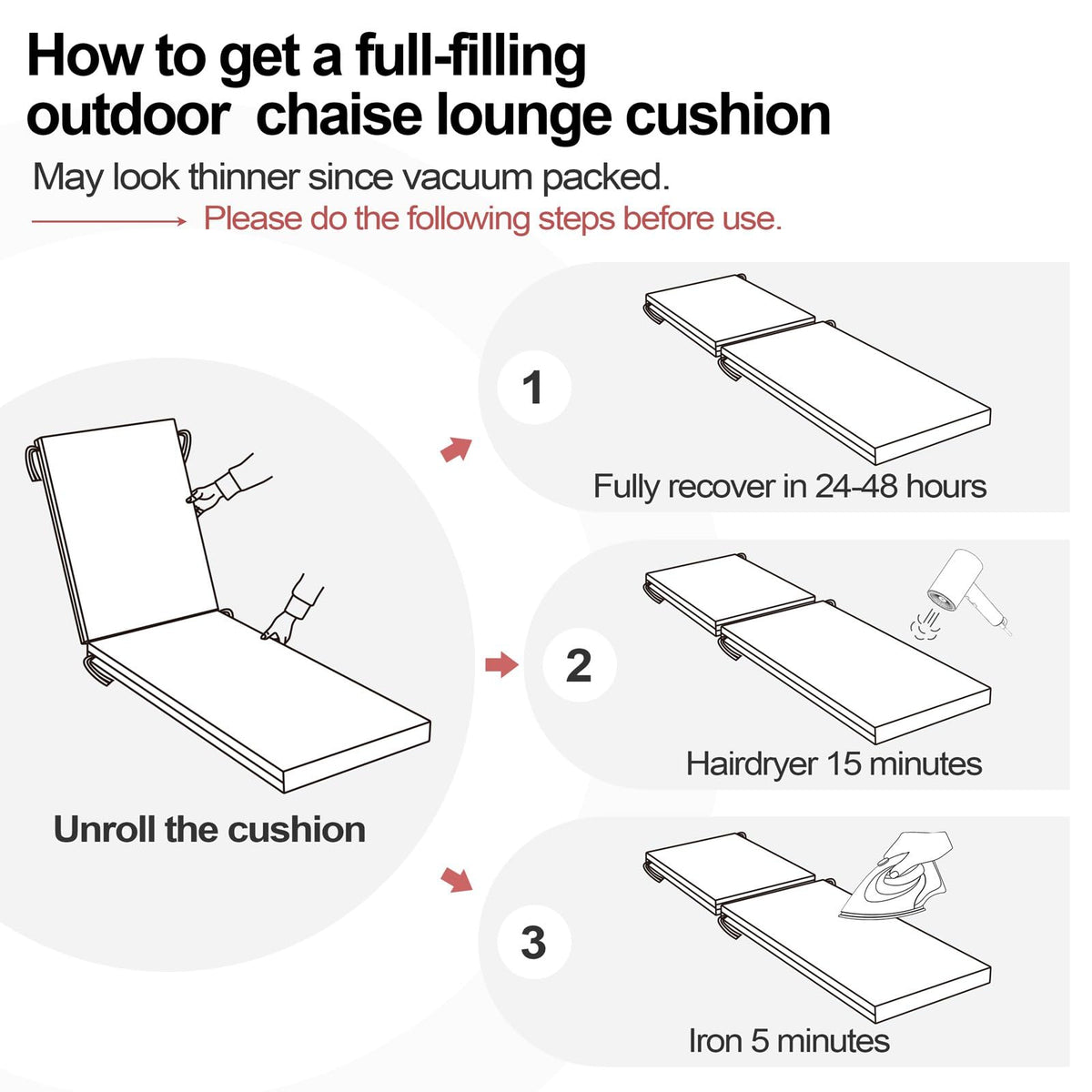 Crestlive cushions fit most 70–72 inch loungers for a tailored look