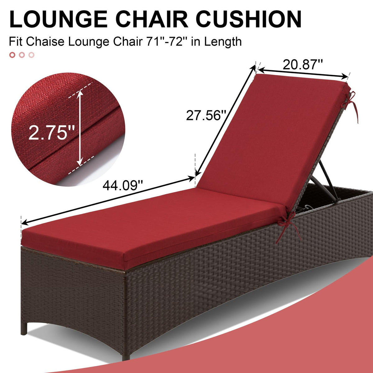 Crestlive chaise cushion close-up shows water-resistant fabric and comfortable support