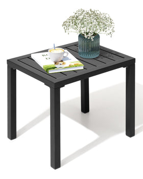 Crestlive outdoor side table with aluminum rectangular design ideal for patios.