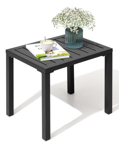 Crestlive outdoor side table with aluminum rectangular design ideal for patios.