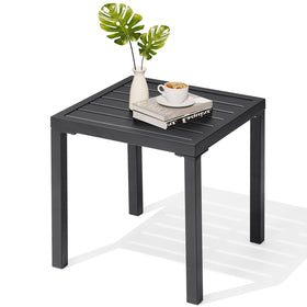 Crestlive Products outdoor side table black square top ideal for drinks on the patio.