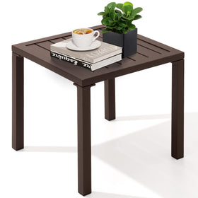 Crestlive Products aluminum outdoor side table provides sturdy support beside lounge chairs.