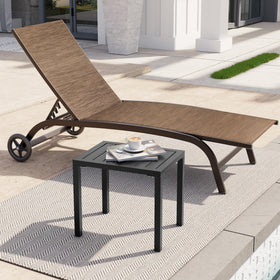 Crestlive side table in brown powder-coated finish adds classic style.